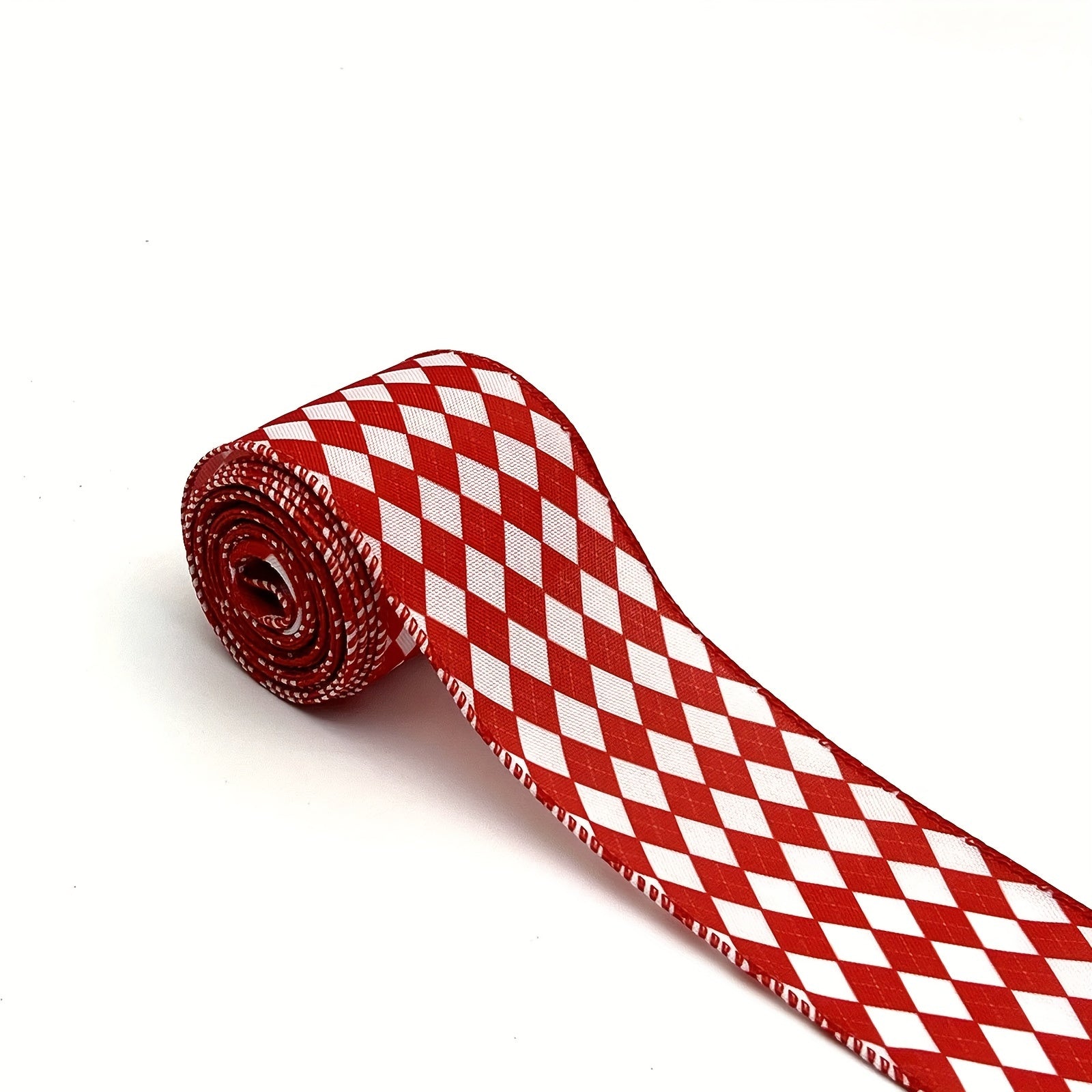 Striped Wired Edge Ribbon with Rhinestone Pattern - Christmas Craft Wrapping