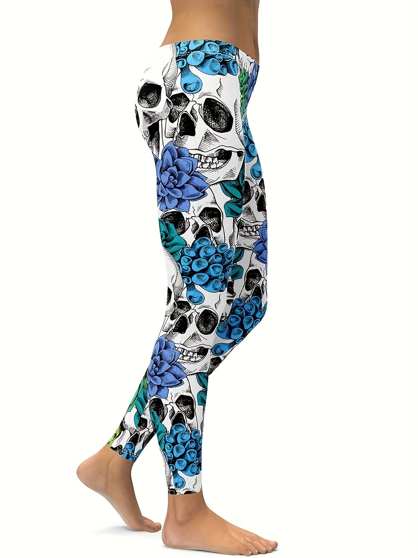 Spooky Halloween Skull Leggings High Stretch Workout Pants