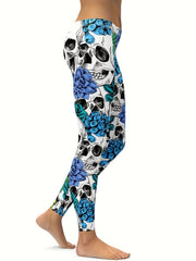 Spooky Halloween Skull Leggings High Stretch Workout Pants