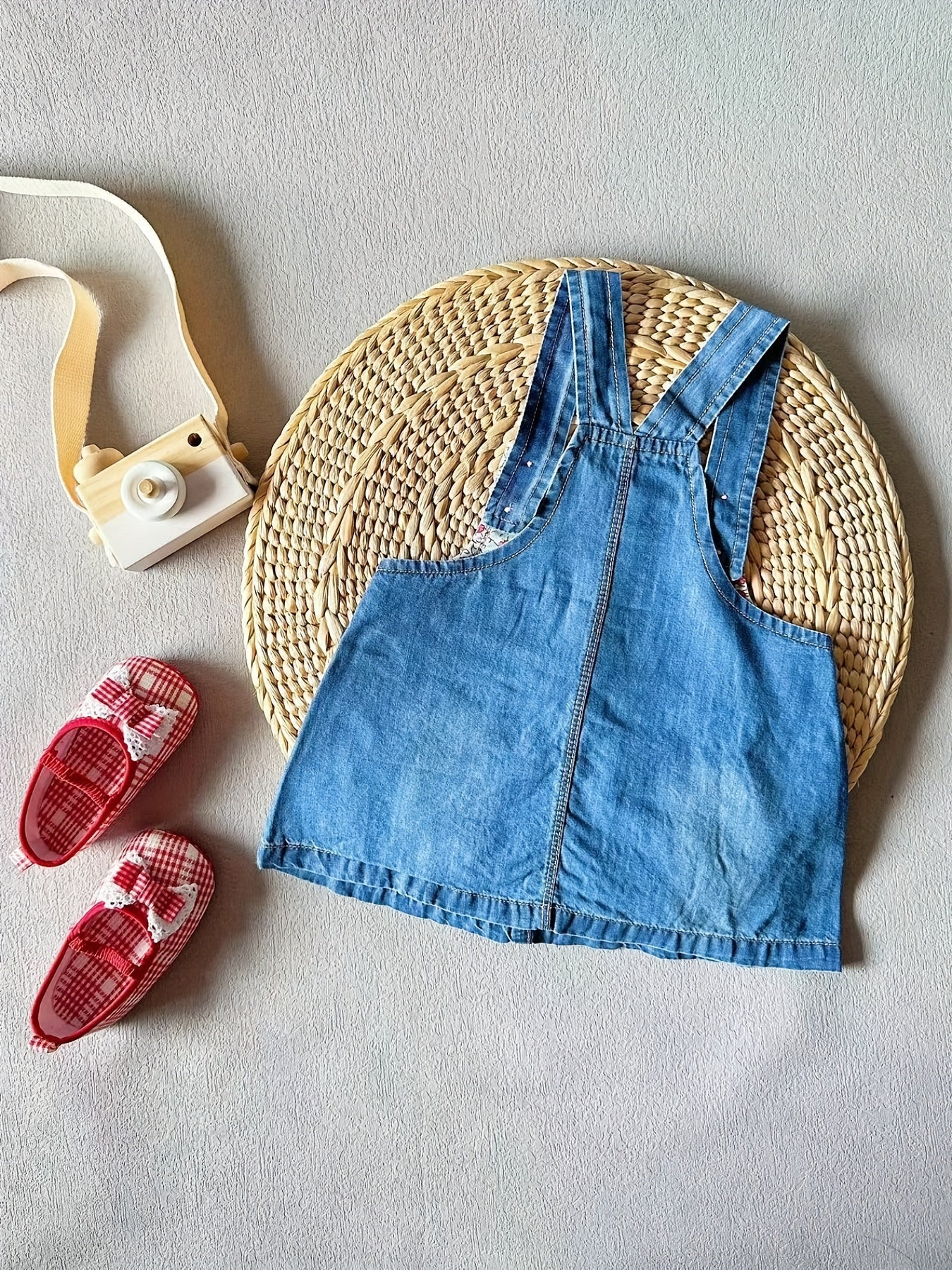 Baby Girls Animal Embroidered Denim Dress Child's Overal...
