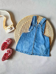 Baby Girls Animal Embroidered Denim Dress Child's Overal...