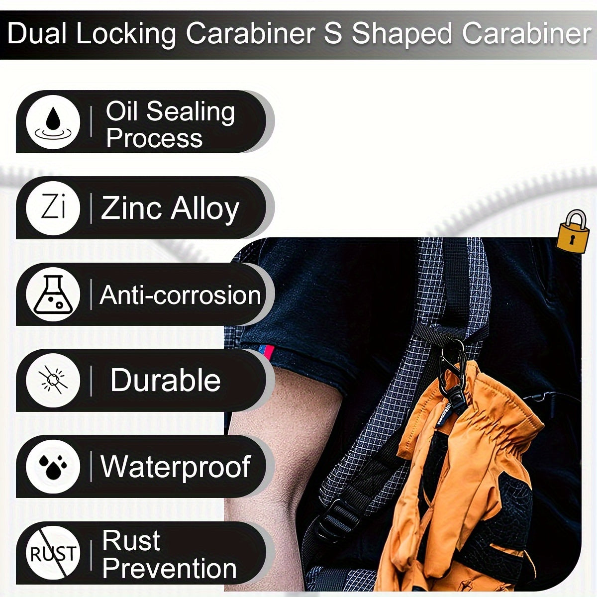 10pcs Metal Lock Clip Keychain S Shaped Buckle Outdoor Camping Hiking Travel