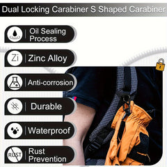 10pcs Metal Lock Clip Keychain S Shaped Buckle Outdoor Camping Hiking Travel