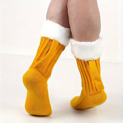 Men's Beer Shape Crew Socks Fleece Lined Casual Unisex Outdoor Winter Fall