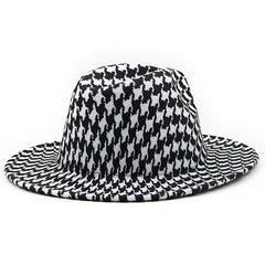 Men's Wide Brim Houndstooth Fedora Sun Hat for Outdoors