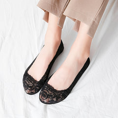 10 Pairs Lace Solid Non Slip Ankle Socks Women's Stockings