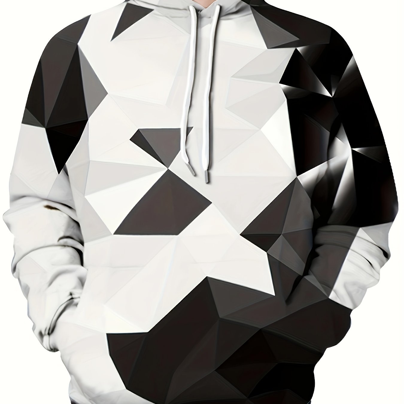 Geometry Print Hoodies For Men Drawstring Hooded Pullover