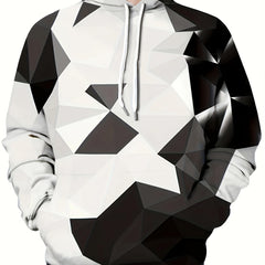 Geometry Print Hoodies For Men Drawstring Hooded Pullover