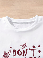 2pcs Girls Letter & Butterfly Graphic T Shirt & Shorts Set Summer Clothes