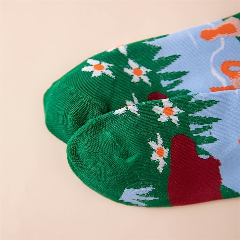 Funny Pattern Cotton Mid Tube Socks For Sports Women
