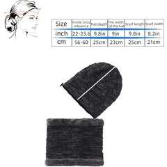 Fleece Knit Beanie Hat & Scarf Set Ear Neck Protection Winter Outdoor
