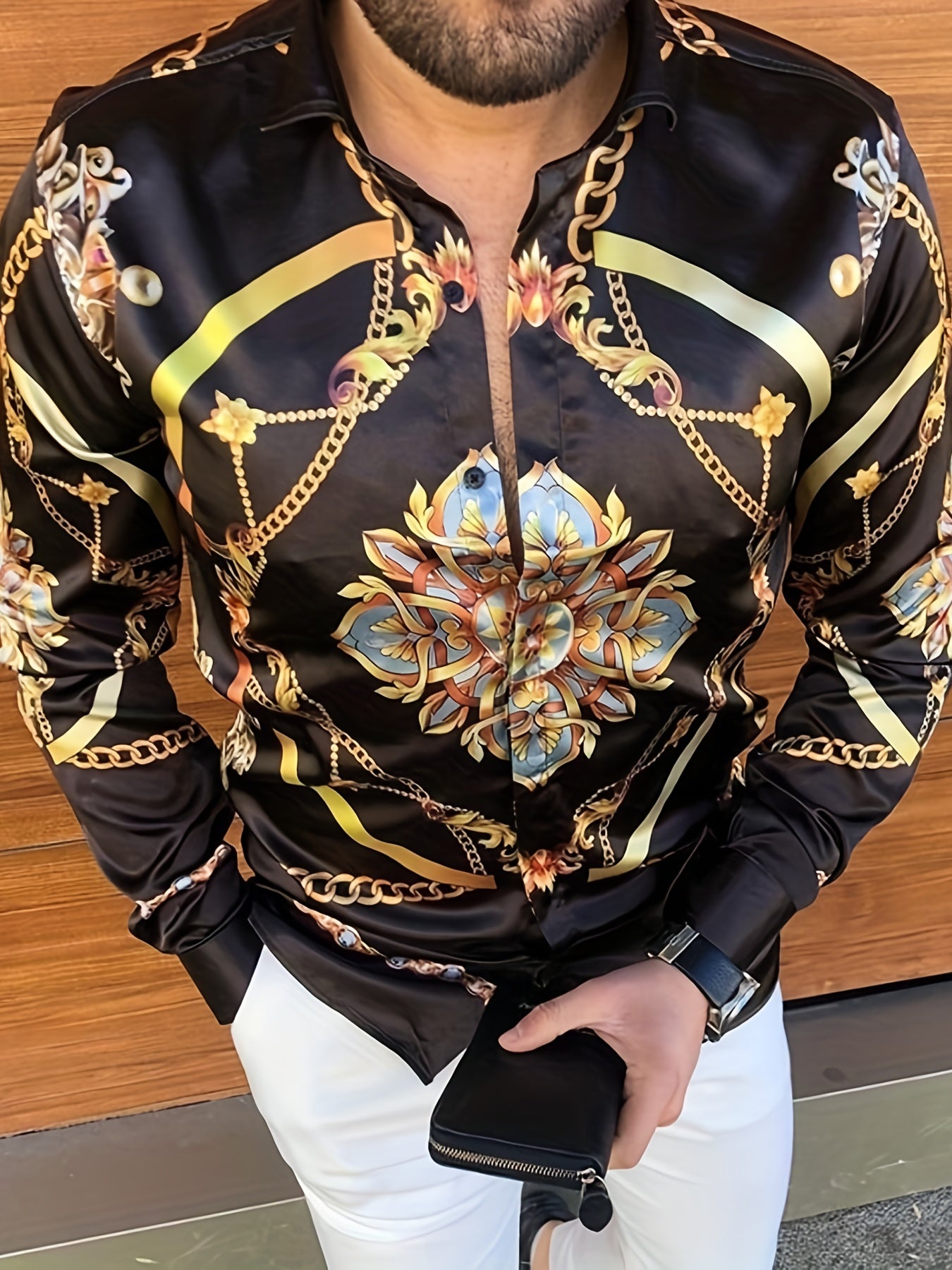 Men's Turn Down Collar Long Sleeve Casual Shirt