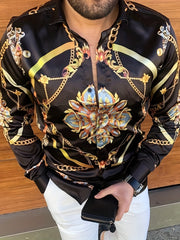 Men's Turn Down Collar Long Sleeve Casual Shirt