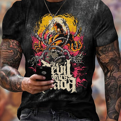Cartoon Pattern Print Men's Short Sleeve T-shirt Graphic Tee