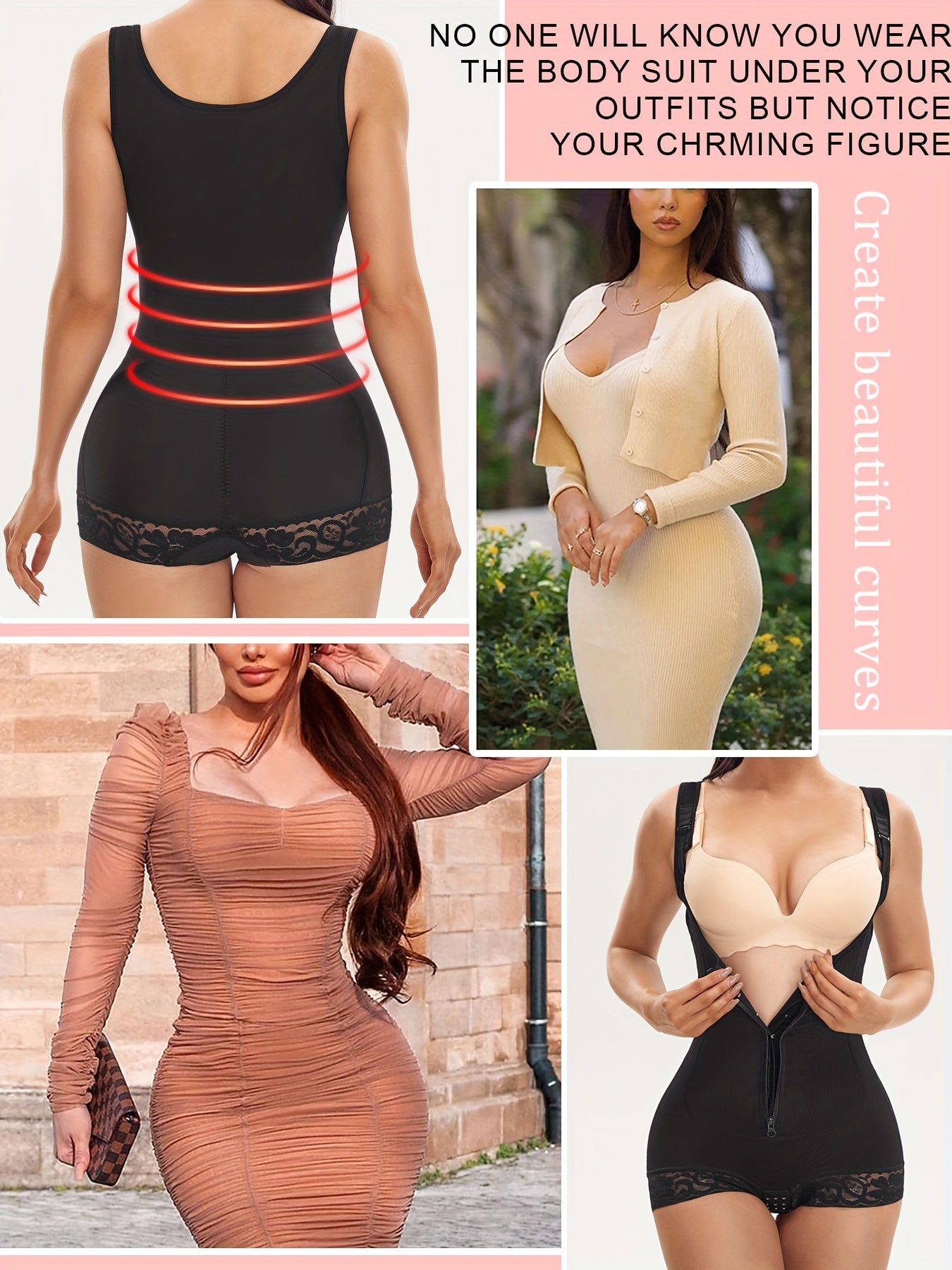Lace Shaping Romper Tummy Control Butt Lifting Body Shaper
