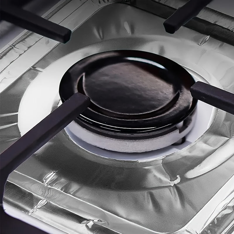 10pcs Disposable Aluminum Gas Stove Burner Cover Heat-Resistant Stove Lining
