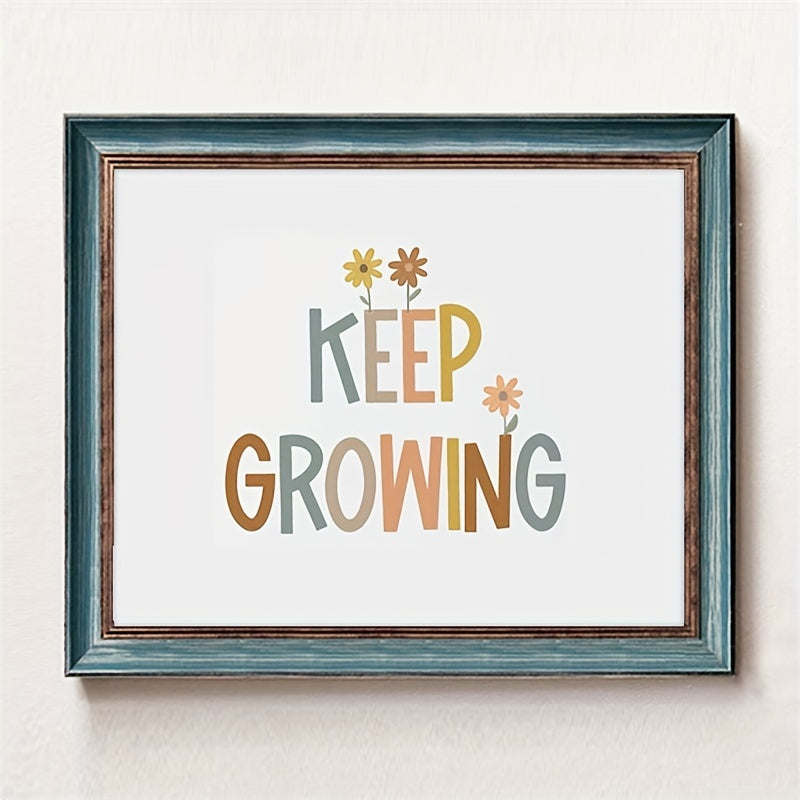 Boho Classroom Poster - Keep Growing Plant Decor 8x10in UNFRAMED