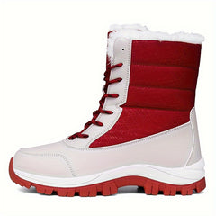 Women's Thermal Fleece Snow Boots Winter Outdoor Lace Up Hiking Boots