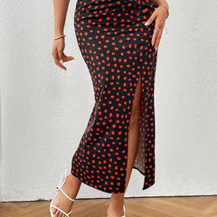 Floral Print Slit Skirt High Waist for Women