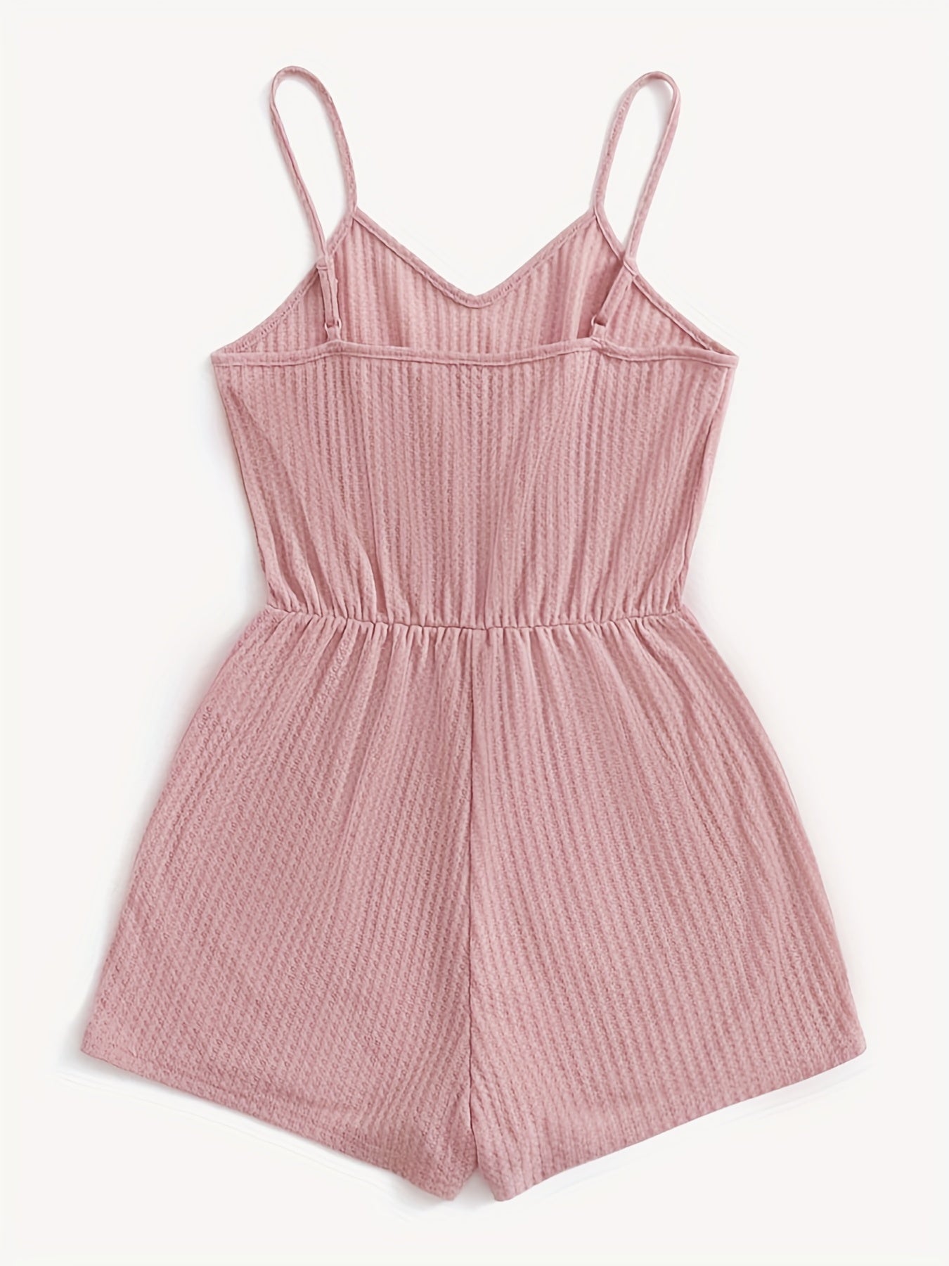 Waffle Knit Cami Romper Sleeveless Jumpsuit Women's Clothing