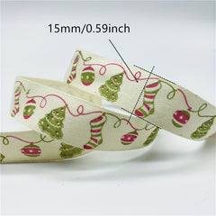 5Yards 15mm Christmas Cotton Ribbon, Party Decor, Gift Wrap