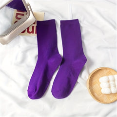 7 Pairs Women's Solid Mid Tube Socks