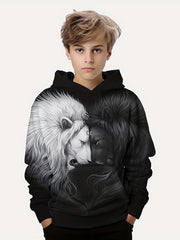 Lion 3D Print Boys Hoodie Pullover