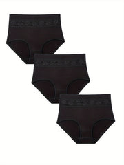 3 Pack Plus Size Lace High Waist Panties Set Seamless Stretch 3pcs Set