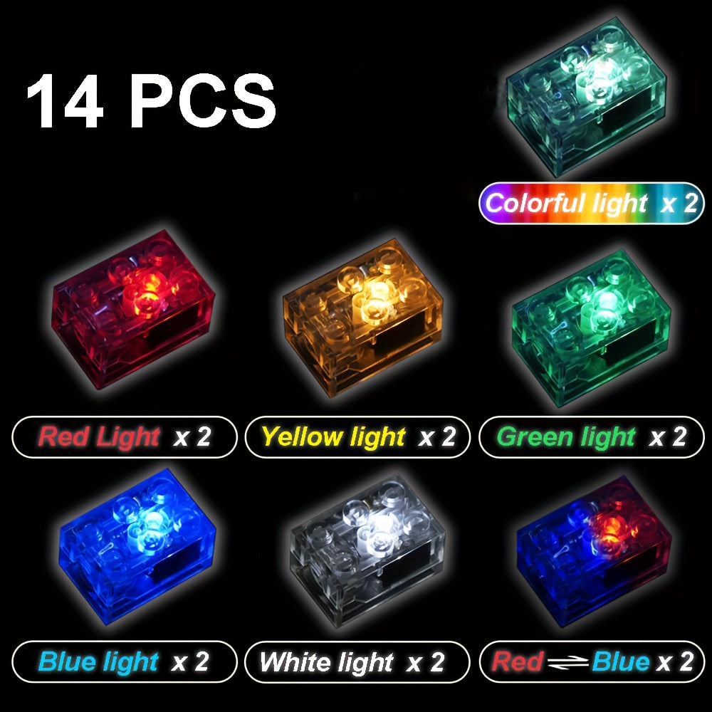 14pcs Light Up Bricks Accessory Kit Multicolored LED Light Bricks Set