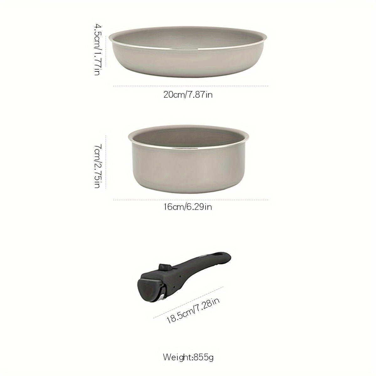 3pcs Detachable Handles Pot and Pan Set for Camping Fishing Hiking Outdoor