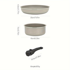 3pcs Detachable Handles Pot and Pan Set for Camping Fishing Hiking Outdoor