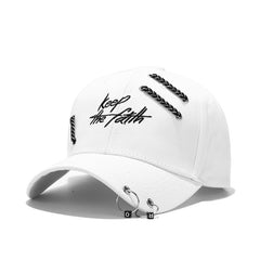 Stylish Baseball Cap with Iron Ring Decoration for Students and Young Adults