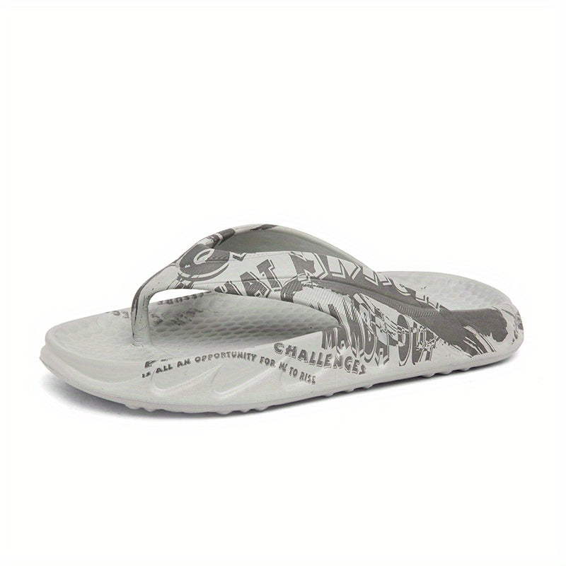 Men's Letters Print Slip On Flip Flops Assorted Colors