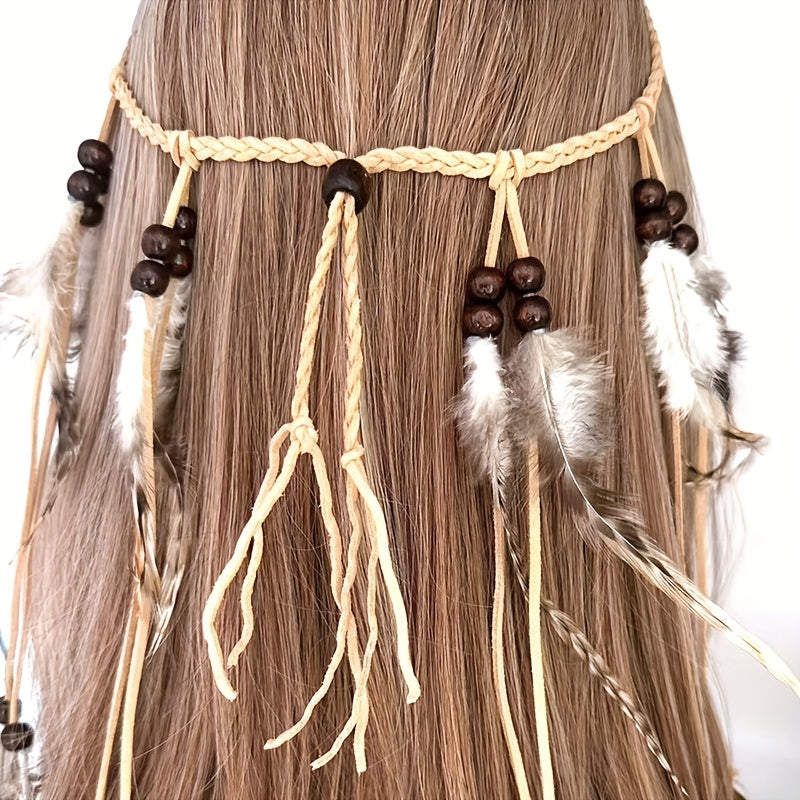Bohemian Style Faux Feather Headband Indian Style Hair Accessory