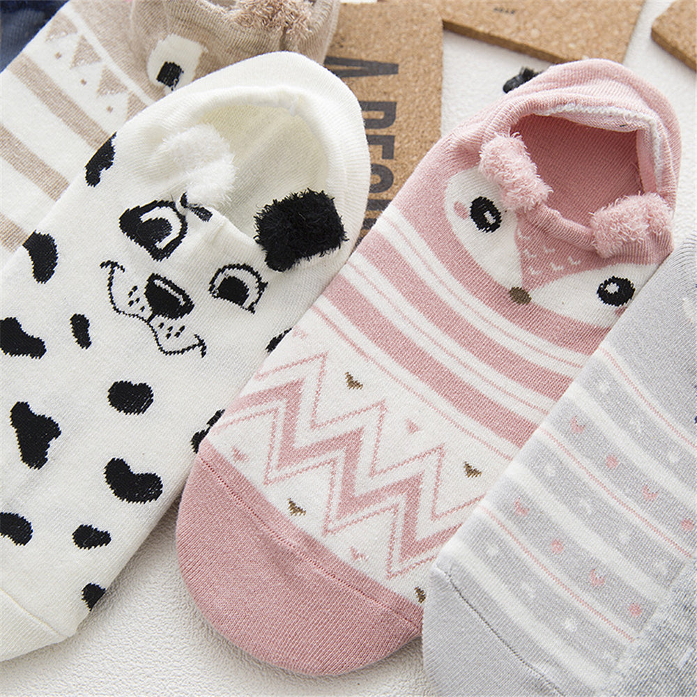 16 Pairs Women's Cartoon Animals Plush No Show Socks