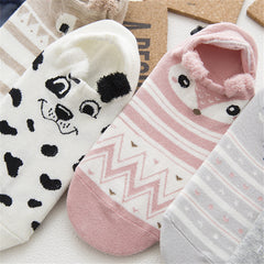 16 Pairs Women's Cartoon Animals Plush No Show Socks