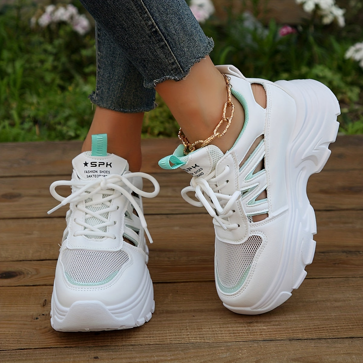 Women's Faux Leather Sports Shoes with Raised Inner Height