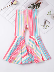 Girls Block Stripe Flare Leg Pants Spring Summer Clothes