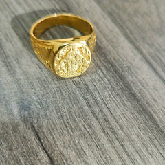 Virgin Mary Blessing Hand Pattern Gold Plated Women's Ring