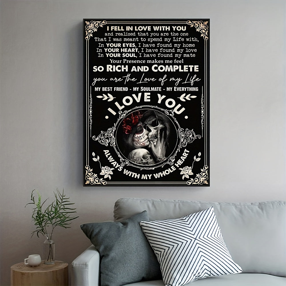 I Fell In Love With You Vintage Wall Art Couple Skeleton Canvas Prints