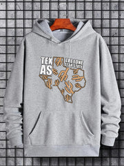 Cactus & Letter Hoodie Men's Pullover Sweatshirt Streetwear