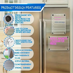 2pcs 9 x13 Clear Weekly Meal Planner Magnetic Acrylic Board