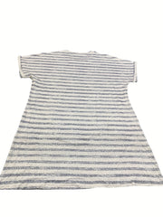 Stripe Print Roll Up Sleeve Round Neck Casual Dress