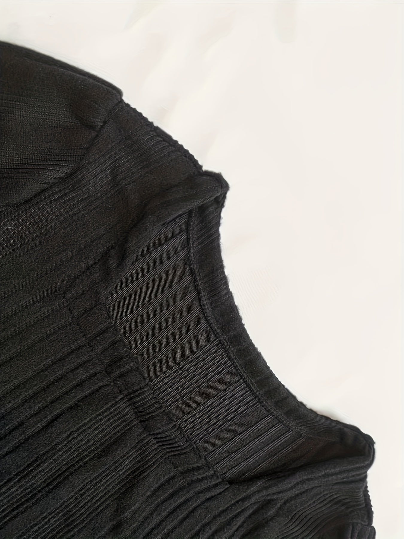 Solid Ribbed Long Sleeve Square Neck Knit Top