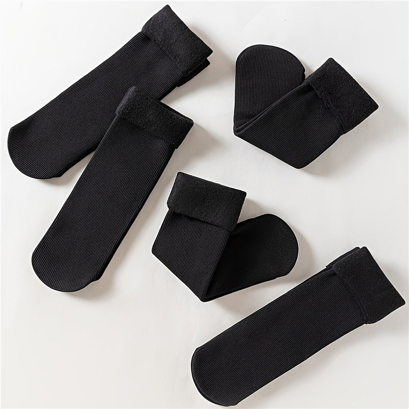 Plush Lined Socks for Warmth & Comfort - Women's Mid Tube Stockings