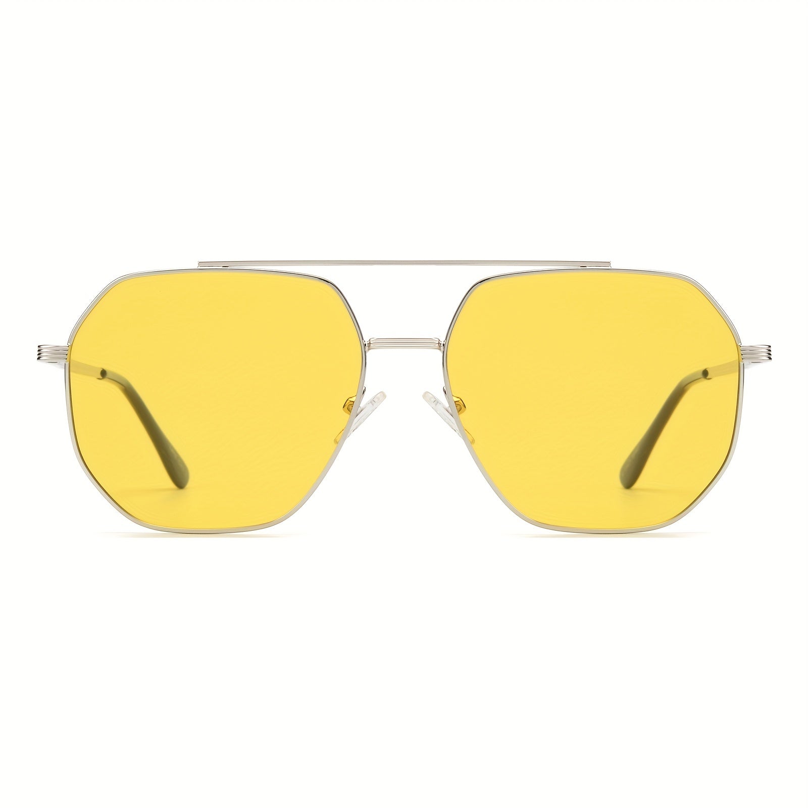 OUWEN Retro Polarized Aviator Sunglasses Night Driving Yellow Glasses
