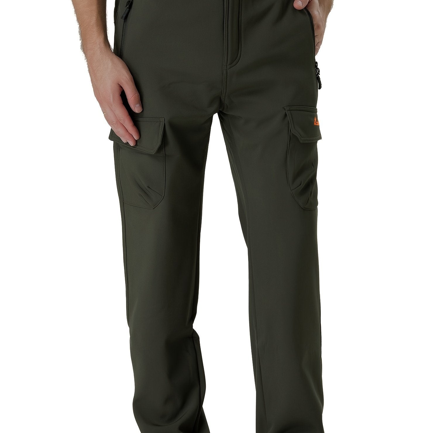 Men's Plush Thick Cargo Pants Windproof Waterproof Warm Outdoor Work Pants