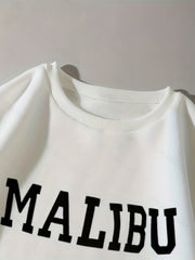 Letter Print Pullover Sweatshirt Crew Neck for Fall & Winter