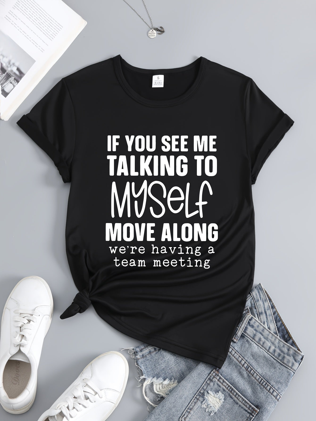 Printed Round Neck T-shirt Short Sleeves Sports Top Women's Activewear