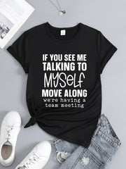 Printed Round Neck T-shirt Short Sleeves Sports Top Women's Activewear